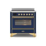 ILVE UMI09NS3MBG Majestic II 36" Induction Range (Triple Glass Door, Midnight Blue, Brass)