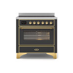 ILVE UMI09NS3MGG Majestic II 36" Induction Range (Triple Glass Door, Graphite Matte, Brass)