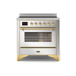 ILVE UMI09NS3SSG Majestic II 36" Induction Range (Triple Glass Door, Stainless Steel, Brass)