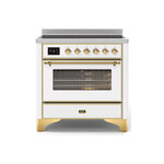 ILVE UMI09NS3WHG Majestic II 36" Induction Range (Triple Glass Door, White, Brass)