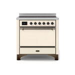 ILVE UMI09QNS3AWB Majestic II 36" Induction Range (Solid Door, Antique White, Burnished)