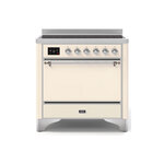 ILVE UMI09QNS3AWC Majestic II 36" Induction Range (Solid Door, Antique White, Chrome)