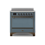 ILVE UMI09QNS3BGB Majestic II 36" Induction Range (Solid Door, Blue Grey, Burnished)