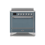 ILVE UMI09QNS3BGC Majestic II 36" Induction Range (Solid Door, Blue Grey, Chrome)