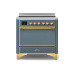 ILVE UMI09QNS3BGG Majestic II 36" Induction Range (Solid Door, Blue Grey, Brass)