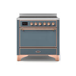 ILVE UMI09QNS3BGP Majestic II 36" Induction Range (Solid Door, Blue Grey, Copper)