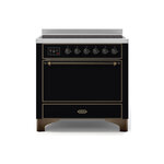 ILVE UMI09QNS3BKB Majestic II 36" Induction Range (Solid Door, Glossy Black, Burnished)