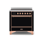 ILVE UMI09QNS3BKP Majestic II 36" Induction Range (Solid Door, Glossy Black, Copper)