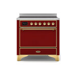 ILVE UMI09QNS3BUG Majestic II 36" Induction Range (Solid Door, Burgundy, Brass)