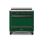 ILVE UMI09QNS3EGB Majestic II 36" Induction Range (Solid Door, Emerald Green, Burnished)