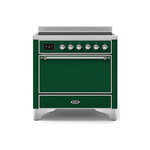 ILVE UMI09QNS3EGC Majestic II 36" Induction Range (Solid Door, Emerald Green, Chrome)