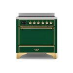 ILVE UMI09QNS3EGG Majestic II 36" Induction Range (Solid Door, Emerald Green, Brass)