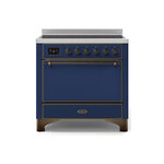 ILVE UMI09QNS3MBB Majestic II 36" Induction Range (Solid Door, Midnight Blue, Burnished)