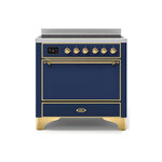 ILVE UMI09QNS3MBG Majestic II 36" Induction Range (Solid Door, Midnight Blue, Brass)