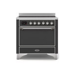 ILVE UMI09QNS3MGC Majestic II 36" Induction Range (Solid Door, Graphite Matte, Chrome)