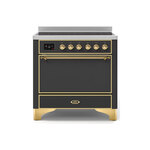 ILVE UMI09QNS3MGG Majestic II 36" Induction Range (Solid Door, Graphite Matte, Brass)