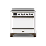 ILVE UMI09QNS3WHB Majestic II 36" Induction Range (Solid Door, White, Burnished)