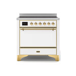 ILVE UMI09QNS3WHG Majestic II 36" Induction Range (Solid Door, White, Brass)