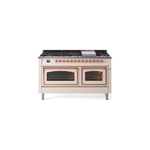 ILVE UN60FNMPAWP Nostalgie II Noblesse 60 inch Dual Fuel Range   (9 Sealed Burners + Griddle, Natural Gas, Triple Glass Door, Antique White, Copper)