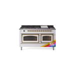 ILVE UN60FNMPRAGLP Nostalgie II Noblesse 60" Dual Fuel Range      (9 Sealed Burners + Griddle, Liquid Propane, Triple Glass Door, RAL, Brass)