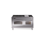 ILVE UN60FNMPSSCLP Nostalgie II Noblesse 60 inch Dual Fuel Range   (9 Sealed Burners + Griddle, Liquid Propane, Triple Glass Door, Stainless Steel, Chrome)