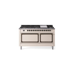 ILVE UN60FQNMPAWBLP Nostalgie II Noblesse 60 inch Dual Fuel Range   (9 Sealed Burners + Griddle, Liquid Propane, Solid Door, Antique White, Burnished)