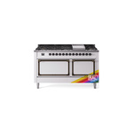 ILVE UN60FQNMPRABLP Nostalgie II Noblesse 60" Dual Fuel Range      (9 Sealed Burners + Griddle, Liquid Propane, Solid Door, RAL, Burnished)