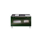 ILVE UN60FSNMPEGBLP Nostalgie II Noblesse 60 inch Dual Fuel Range   (7 Sealed Burners + Griddle + French Top, Liquid Propane, Triple Glass Door, Emerald Green, Burnished)