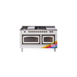 ILVE UN60FSNMPRABLP Nostalgie II Noblesse 60" Dual Fuel Range      (7 Sealed Burners + Griddle + French Top, Liquid Propane, Triple Glass Door, RAL, Burnished)