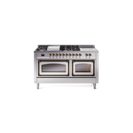 ILVE UN60FSNMPSSB Nostalgie II Noblesse 60" Dual Fuel Range      (7 Sealed Burners + Griddle + French Top, Natural Gas, Triple Glass Door, Stainless Steel, Burnished)