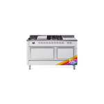 ILVE UN60FSQNMPRACLP Nostalgie II Noblesse 60" Dual Fuel Range      (7 Sealed Burners + Griddle + French Top, Liquid Propane, Solid Door, RAL, Chrome)