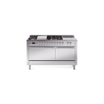 ILVE UN60FSQNMPSSCLP Nostalgie II Noblesse 60" Dual Fuel Range      (7 Sealed Burners + Griddle + French Top, Liquid Propane, Solid Door, Stainless Steel, Chrome)