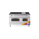 ILVE UP60FNMPRACLP Nostalgie II 60 inch Dual Fuel Range (9 Sealed Burners + Griddle, Liquid Propane, Triple Glass Door, RAL, Chrome)