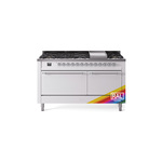 ILVE UP60FQNMPRACLP Nostalgie II 60 inch Dual Fuel Range (9 Sealed Burners + Griddle, Liquid Propane, Solid Door, RAL, Chrome)