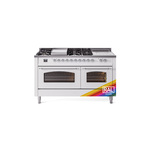 ILVE UP60FSNMPRACLP Nostalgie II 60 inch Dual Fuel Range (7 Sealed Burners + Griddle + French Top, Liquid Propane, Triple Glass Door, RAL, Chrome)