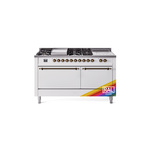 ILVE UP60FSQNMPRABLP Nostalgie II 60 inch Dual Fuel Range (7 Sealed Burners + Griddle + French Top, Liquid Propane, Solid Door, RAL, Burnished)