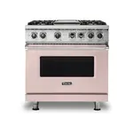 Viking VDR5364GBHLP 5 Series 36 inch Dual Fuel Range with 4 Sealed Burners and Griddle (Blush, Liquid Propane)