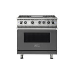 Viking VDR5364GDGLP 5 Series 36" Dual Fuel Range with 4 Sealed Burners and Griddle (Damascus Grey, Liquid Propane)