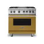 Viking VDR5364GGHLP 5 Series 36" Dual Fuel Range with 4 Sealed Burners and Griddle (Golden Hour, Liquid Propane)