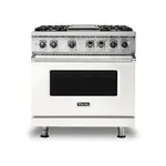 Viking VDR5364GPWLP 5 Series 36 inch Dual Fuel Range with 4 Sealed Burners and Griddle (Pure White, Liquid Propane)