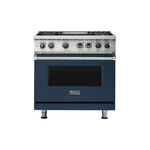 Viking VDR5364GSBLP 5 Series 36 inch Dual Fuel Range with 4 Sealed Burners and Griddle (Slate Blue, Liquid Propane)