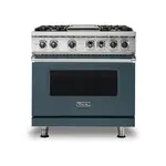 Viking VDR5364GSQLP 5 Series 36 inch Dual Fuel Range with 4 Sealed Burners and Griddle (Squall, Liquid Propane)