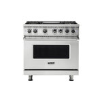 Viking VDR5364GSSLP 5 Series 36 inch Dual Fuel Range with 4 Sealed Burners and Griddle (Stainless Steel, Liquid Propane)