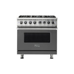 Viking VDR5366BDGLP 5 Series 36" Dual Fuel Range with 6 Sealed Burners and Self Clean (Damascus Grey, Liquid Propane)