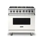 Viking VDR5366BPWLP 5 Series 36 inch Dual Fuel Range with 6 Sealed Burners and Self Clean (Pure White, Liquid Propane)