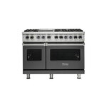 Viking VDR5486GDGLP 5 Series 48 inch Dual Fuel Range with 6 Sealed Burners and Griddle (Damascus Grey, Liquid Propane)