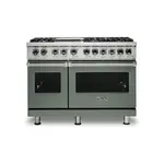 Viking VDR5486GEULP 5 Series 48 inch Dual Fuel Range with 6 Sealed Burners and Griddle (Eucalyptus, Liquid Propane)