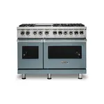 Viking VDR5486GNSLP 5 Series 48 inch Dual Fuel Range with 6 Sealed Burners and Griddle (November Sky, Liquid Propane)