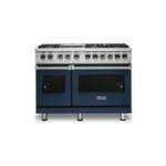 Viking VDR5486GSBLP 5 Series 48 inch Dual Fuel Range with 6 Sealed Burners and Griddle (Slate Blue, Liquid Propane)