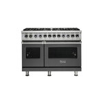 Viking VDR5488BDGLP 5 Series 48 inch Dual Fuel Range with 8 Sealed Burners (Damascus Grey, Liquid Propane)